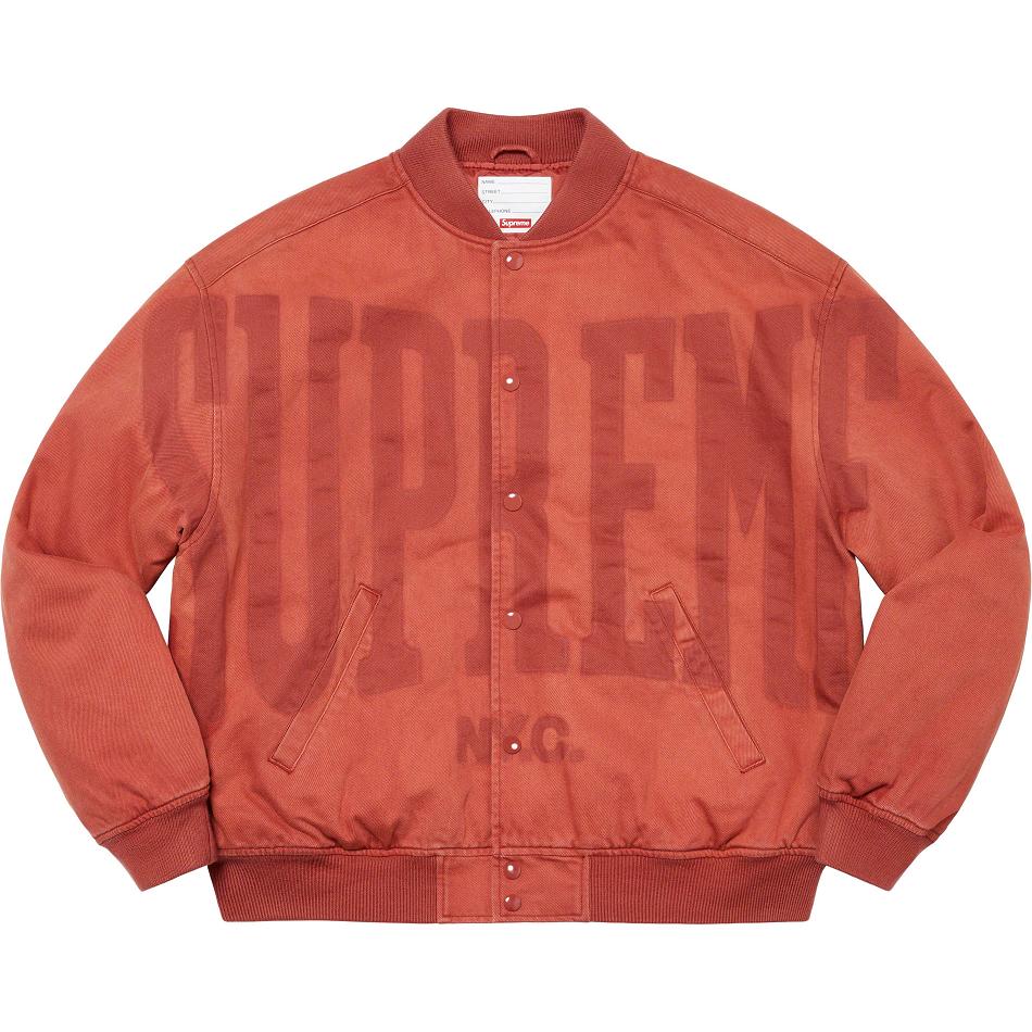 Chaquetas Supreme Washed Knockout Denim Varsity Rojas | Supreme 191VD